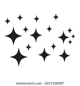 Scattered black star shapes on a clean white background