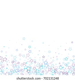 Scattered bottom on white background made of little blue stars. Falling little Blue Confetti stars.