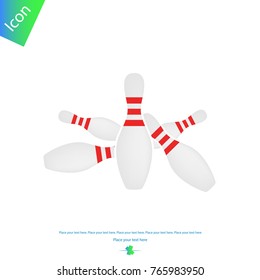 Scattered bowling pins vector icon