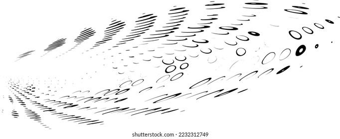 Scattered by centrifugal force, a whirlpool of rounds, rings, coins. Vector.