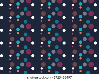 Círculos dispersos de várias cores e tamanhos na ilustração de fundo azul escuro