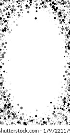 Puntos de balck densos dispersos. Dispersión de puntos oscuros sobre fondo blanco. Una plantilla de superposición de puntos grises auténticos que dispersan la superposición. Interesante ilustración vectorial.