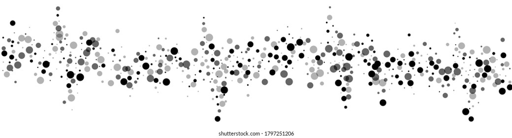 Gesenkte dichte schwarze Punkte. Dunkle Punktverteilung auf weißem Hintergrund. Schöne graue Flecken, die die Overlay-Vorlage auflösen. Charmante Vektorgrafik.