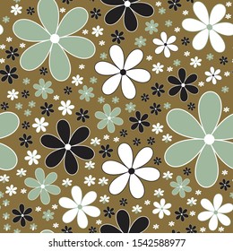 Scattered ditsy floral vector seamless repeat pattern. Perfect for fabrics and textiles, wallpaper, gift wrap, branding and packaging, stationary, Scrapbook Paper, Planner backgrounds and quilting projects