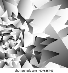 Scattered edgy shapes. Overlapping random shapes. Abstract geometric illustration.