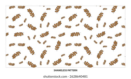 Scattered Falling Autumn Oak Leaves Pattern On White Background