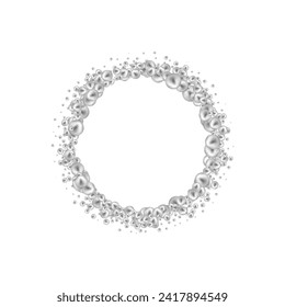 Scattered floating colored spheres on a vibrant background - 3D render. Round photo frame.