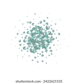 Scattered floating colored spheres on a vibrant background - 3D render. Blue  balls.