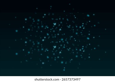 Scattered floating particles with various sizes on gradient background. Creates dynamic composition with depth and ambient atmosphere.