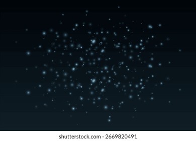 Scattered floating particles with various sizes on gradient background. Creates dynamic composition with depth and ambient atmosphere.