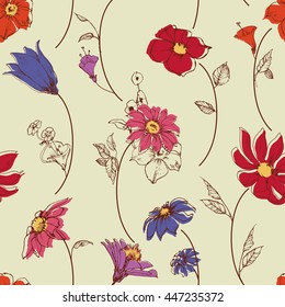 Scattered flowers seamless pattern