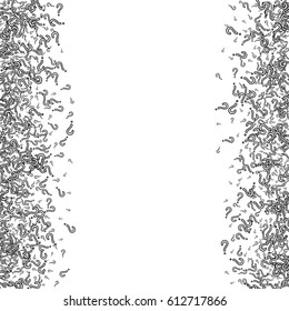 Scattered frame on  white background made of question marks. Vector illustration.