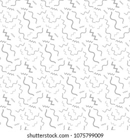 Scattered Geometric Line Shapes. Abstract Background Design. Vector Seamless Black and White Pattern.
