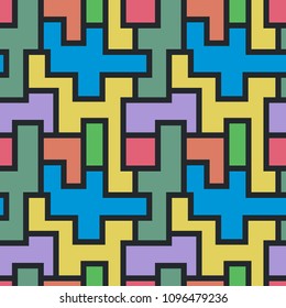 Scattered geometric line shapes. Abstract background design. Vector seamless pattern.