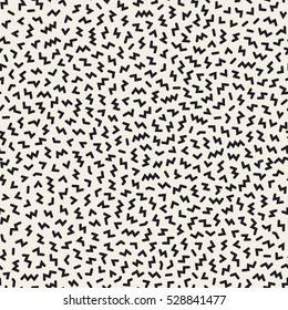 Scattered Geometric Line Shapes. Abstract Background Design. Vector Seamless Black and White Pattern.