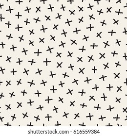 Scattered Geometric Line Shapes. Abstract Background Design. Vector Seamless Black and White Pattern.