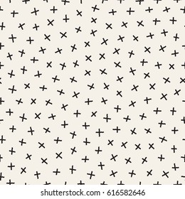 Scattered Geometric Line Shapes. Abstract Background Design. Vector Seamless Black and White Pattern.
