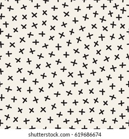 Scattered Geometric Line Shapes. Abstract Background Design. Vector Seamless Black and White Pattern.