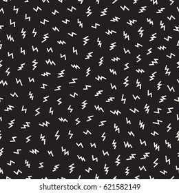 Scattered Geometric Line Shapes. Abstract Background Design. Vector Seamless Black and White Pattern.
