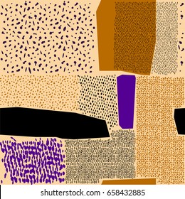 Scattered Geometric Line Shapes. Abstract Background Design. Vector Seamless Pattern.