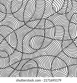 Formas de líneas geométricas dispersas. Elementos Doodle dibujados a mano. Diseño de fondo abstracto. Patrón blanco y negro vectorial.