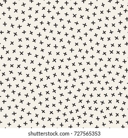 Scattered Geometric Line Shapes. Trendy Abstract Background Design. Vector Seamless Black and White Pattern.