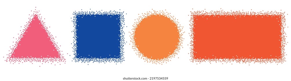 Scattered geometric shapes into particles. Pixel decay effect.