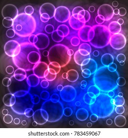 Scattered the glowing circles. Abstract colorful vector background. Easy to edit design template for your projects.