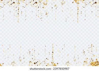 Partículas de oro dispersas. Fondo festivo o elemento de diseño.