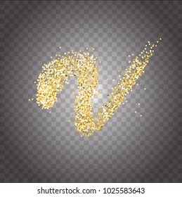 Scattered golden glitter in the form of a path