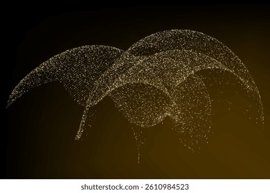 Scattered golden particles on a dark background.Festive background or design element. Gold glittering confetti sparkles.