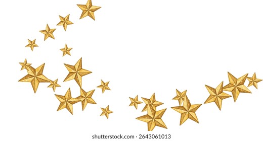 Scattered golden stars on white background perfect for festive designs, party invites, and holiday decor. Add a magical sparkle to your creative projects with this elegant clipart