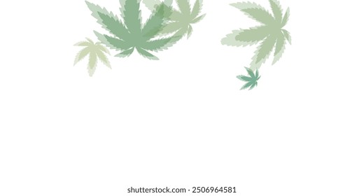 scattered green fresh leaves isolated on white background. eco concept. top view. flat lay. Canadian symbol maple red orange yellow dry autumn leaves. 