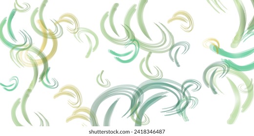 scattered green leaves isolated on white background. universal floral layout frame. Adorable summer overlay template. Good-looking spring sale vector illustration.