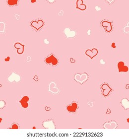 Scattered hearts  vector seamless pattern. Great for textile, packaging, scrapbook, greeting cards
