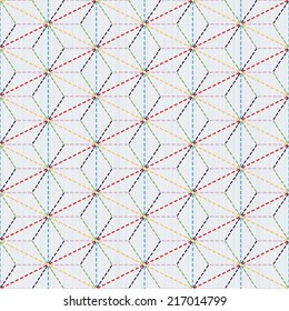 Scattered hemp leaf motif (tobi asa-no-ha). Old traditional handiwork. Stylized seamless texture with colorful circles on a light background. Web page backdrop.