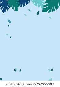 Folhas dispersas desenho animado azul vetor fundo