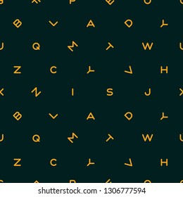 Scattered letters alphabet abstract background design vector seamless black and white pattern