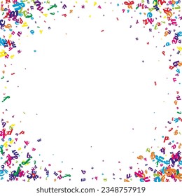 Scattered letters of latin alphabet. Colorful childish floating characters of English language. Foreign languages study concept. Back to school banner on white background.