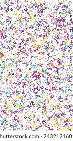 Scattered letters of latin alphabet. Colorful childish floating characters of English language. Foreign languages study concept. Back to school banner on white background.