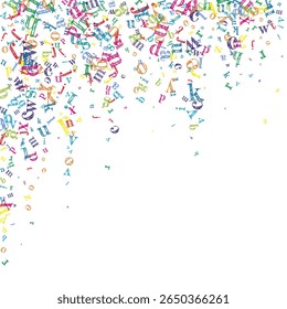 Scattered letters of latin alphabet. Colorful childish floating characters of English language. Foreign languages study concept. Back to school banner on white background.