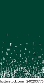 Scattered letters of latin alphabet. White chalk  floating characters of English language. Foreign languages study concept. Back to school banner on blackboard background.