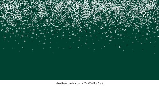 Scattered letters of latin alphabet. White chalk  floating characters of English language. Foreign languages study concept. Back to school banner on blackboard background.