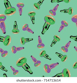 scattered light bulbs on a green background
