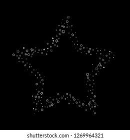 Scattered little sparkling, flashing glitter elements. Random stellar falling on black background. New Year, Christmas background. Vector illustration.