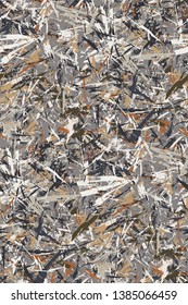 Scattered natural elements recycled pieces natural camouflage grunge seamless repeat vector pattern