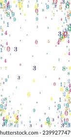 Scattered numbers. Colorful childish digits flying chaotic. Back to school mathematics banner on white background. Falling numbers vector illustration.