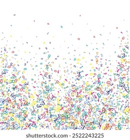 Scattered numbers. Colorful childish digits flying chaotic. Back to school mathematics banner on white background. Falling numbers vector illustration.