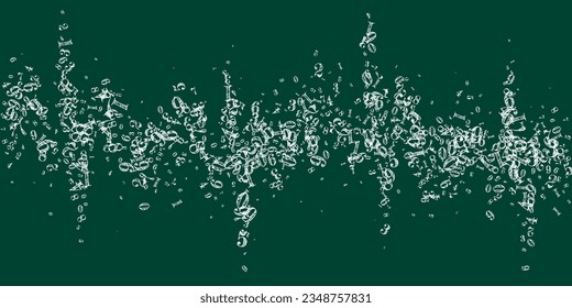 Números dispersos. Dígitos de tiza blanca volando caóticos. Cartel de regreso a la escuela de matemáticas en la pizarra. Ilustración vectorial de números en disminución.