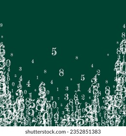 Scattered numbers. White chalk digits flying chaotic. Back to school mathematics banner on blackboard background. Falling numbers vector illustration.